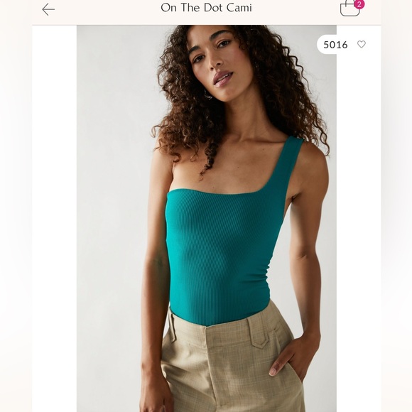 FREE PEOPLE INTIMATELY On the Dot One Shoulder Black Cami XS/S - Picture 2 of 6